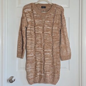 Identity Cream Brown Sweater Dress Round Neckline No Tag Small Fit